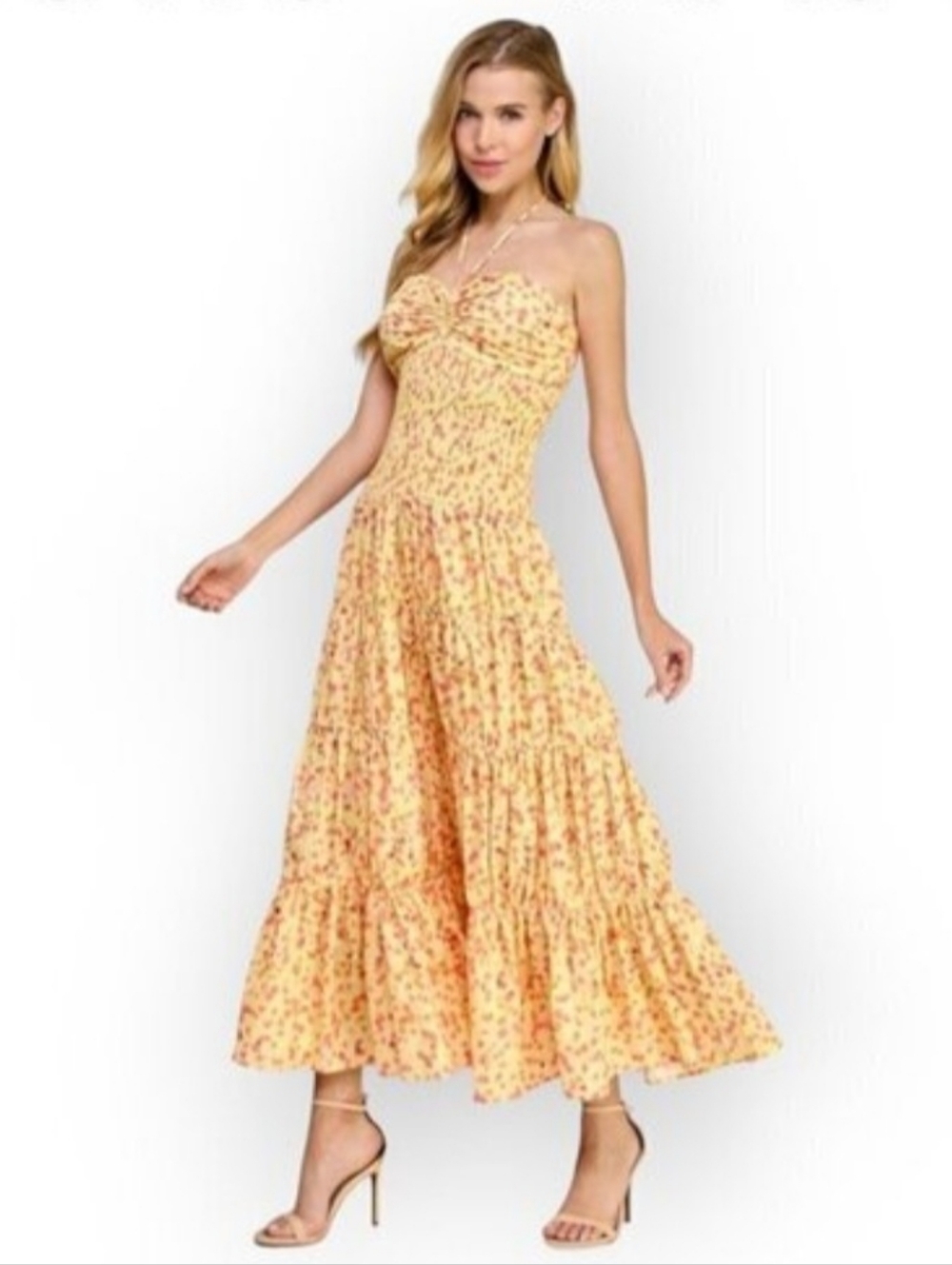 Koko + Mason 🌿 Floral Tiered Cotton Maxi Dress 🌸 Small Nordstrom Summer Chic